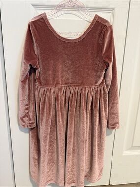 Pink Chicken Velvet Long-Sleeve Dress in Dusty Rose